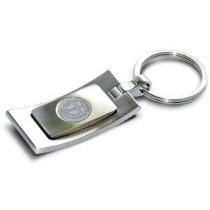 Silver Dallas Baptist Patriots Team Logo Curve Key Ring