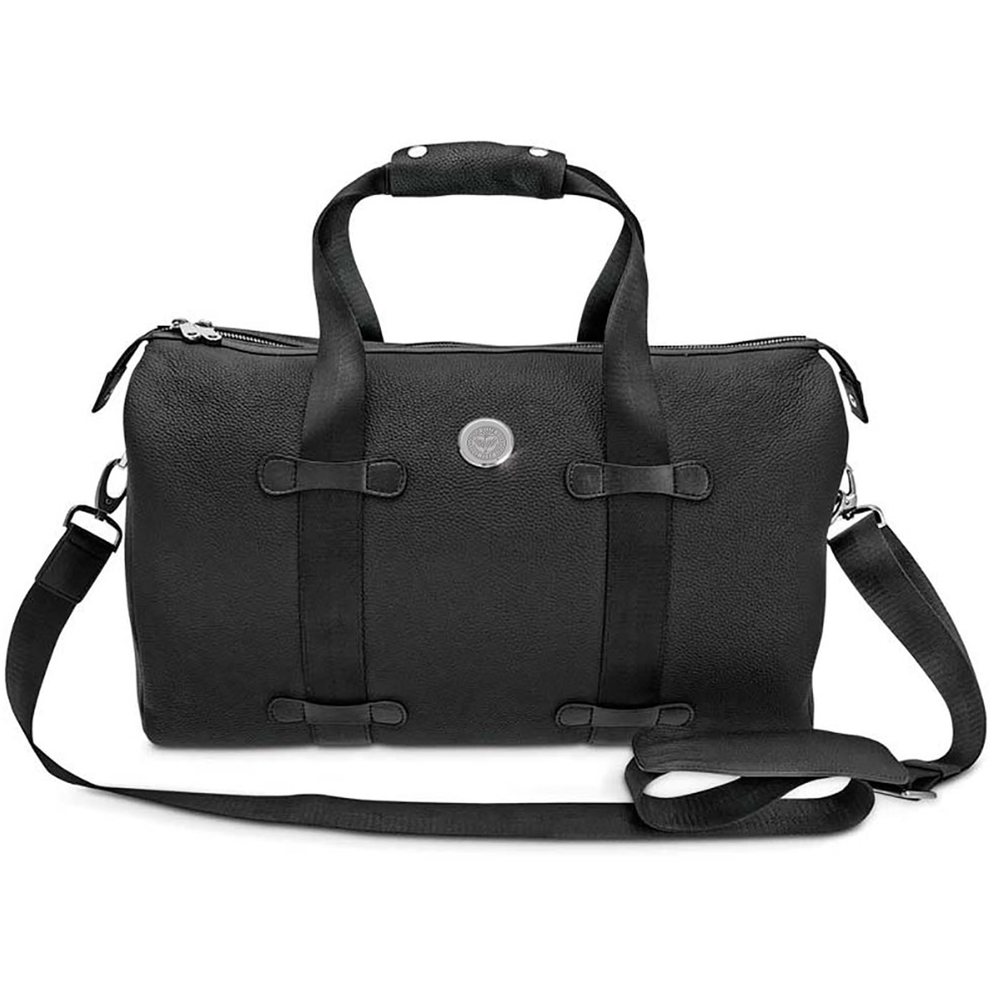 Black Youngstown State Penguins Logo Leather Overnight Bag