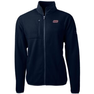 Men's Cutter & Buck Navy UIC Flames Team Logo Cascade Eco Sherpa Fleece Full-Zip Jacket