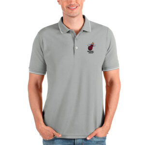Men's Antigua Heathered Gray Miami Heat Affluent Polo
