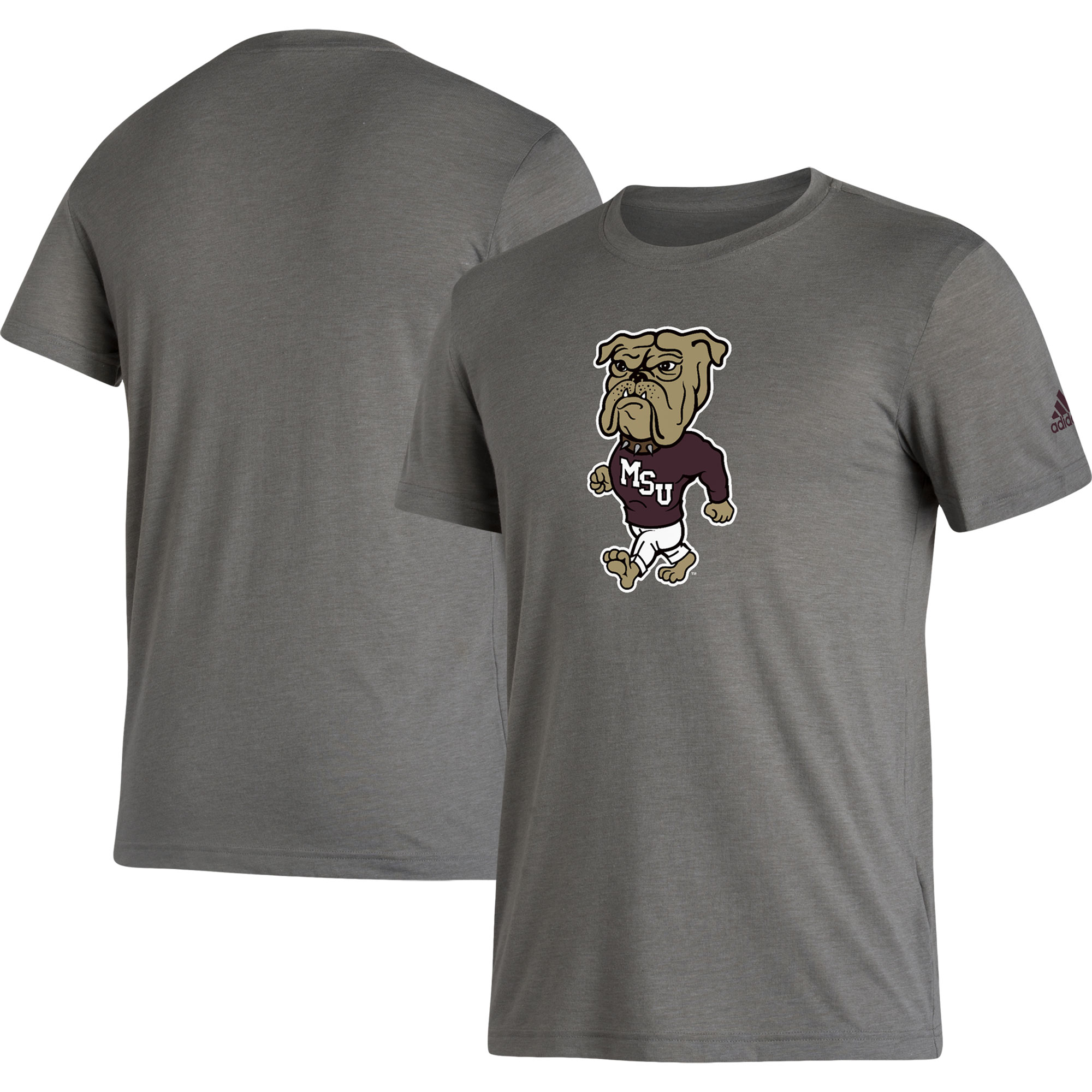 Men's adidas Gray Mississippi State Bulldogs Basics Heritage Tri-Blend T-Shirt - Image 5