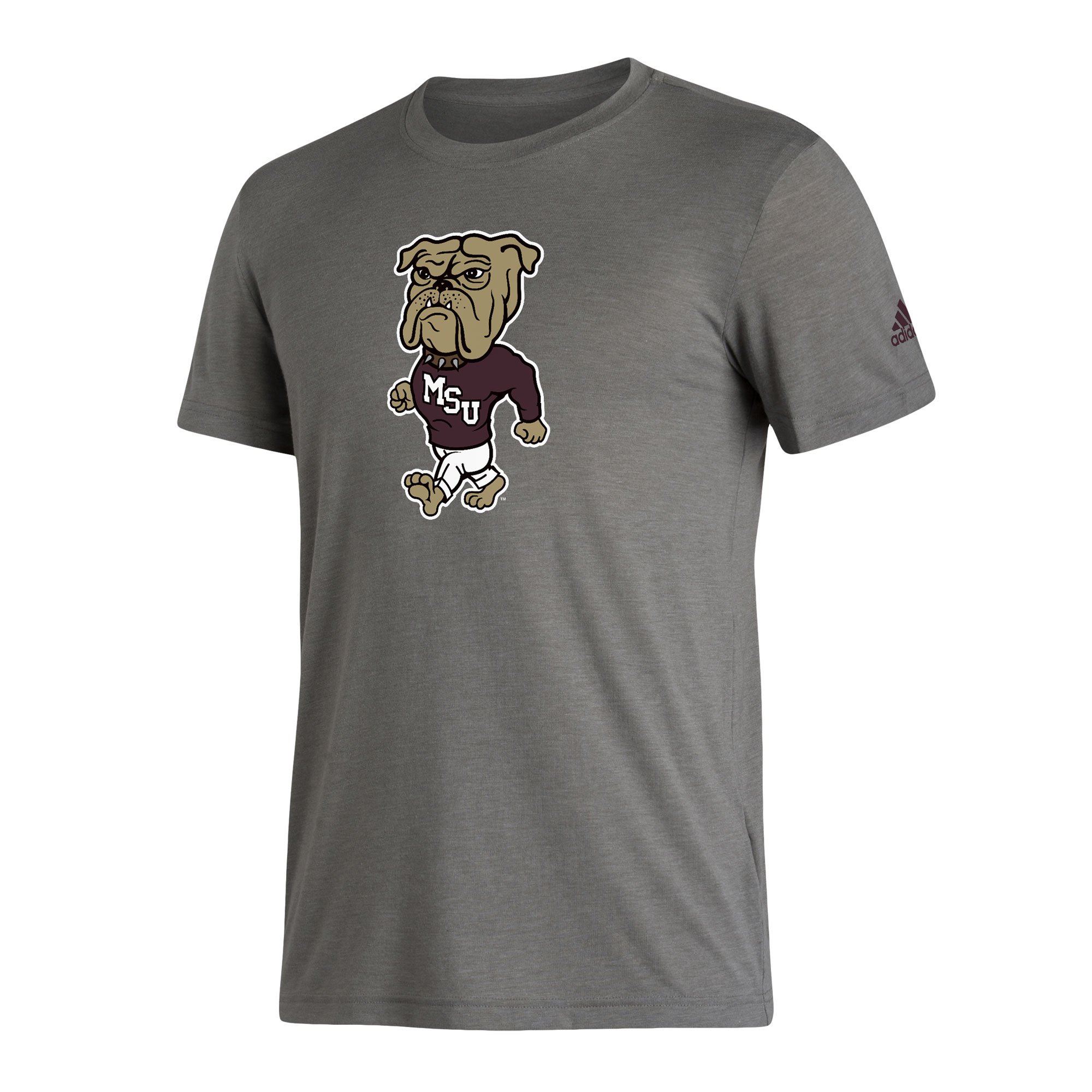 Men's adidas Gray Mississippi State Bulldogs Basics Heritage Tri-Blend T-Shirt - Image 3