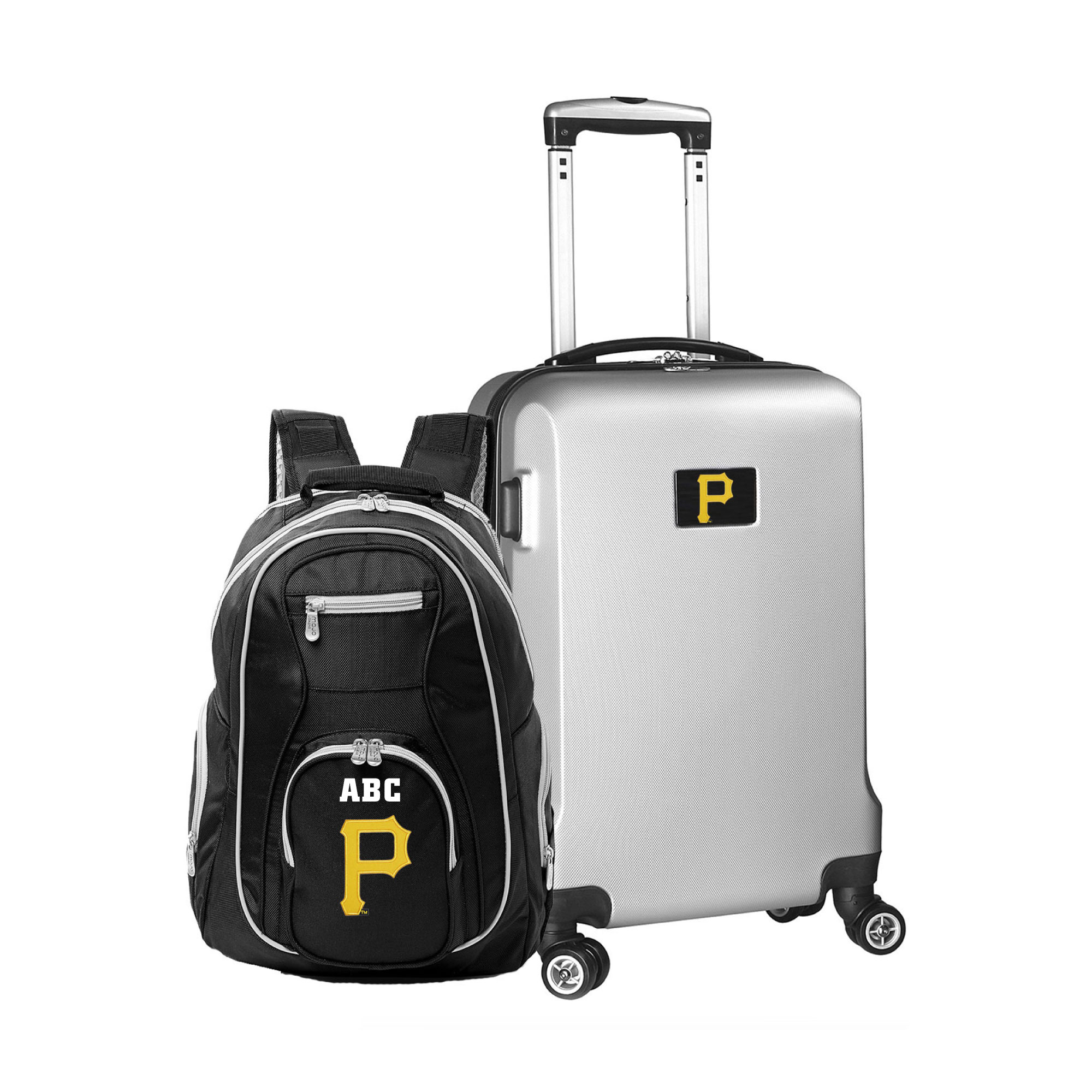 MOJO Silver Pittsburgh Pirates Personalized Deluxe 2-Piece Backpack & Carry-On Set