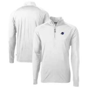 Men's Cutter & Buck White Miami Dolphins Team Adapt Eco Knit Hybrid Recycled Quarter-Zip Pullover Top