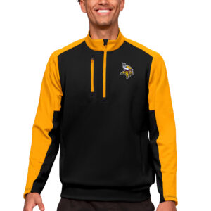 Men's Antigua Black Minnesota Vikings Team Quarter-Zip Pullover Top