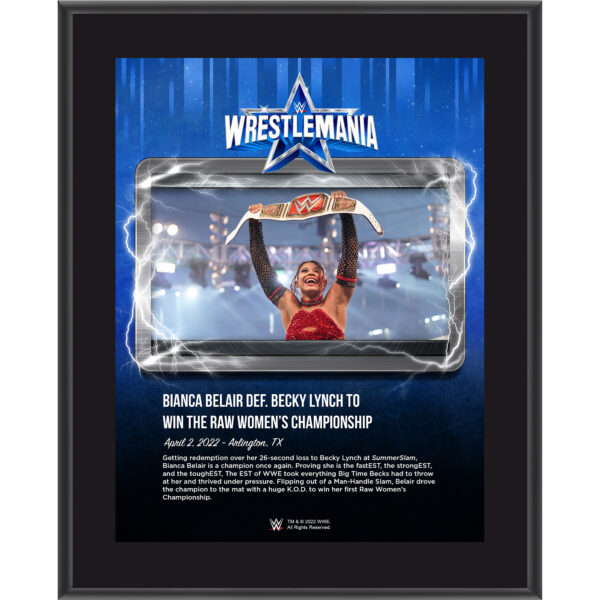 Bianca Belair 10.5" x 13" WrestleMania 38 Night 1 Sublimated Plaque