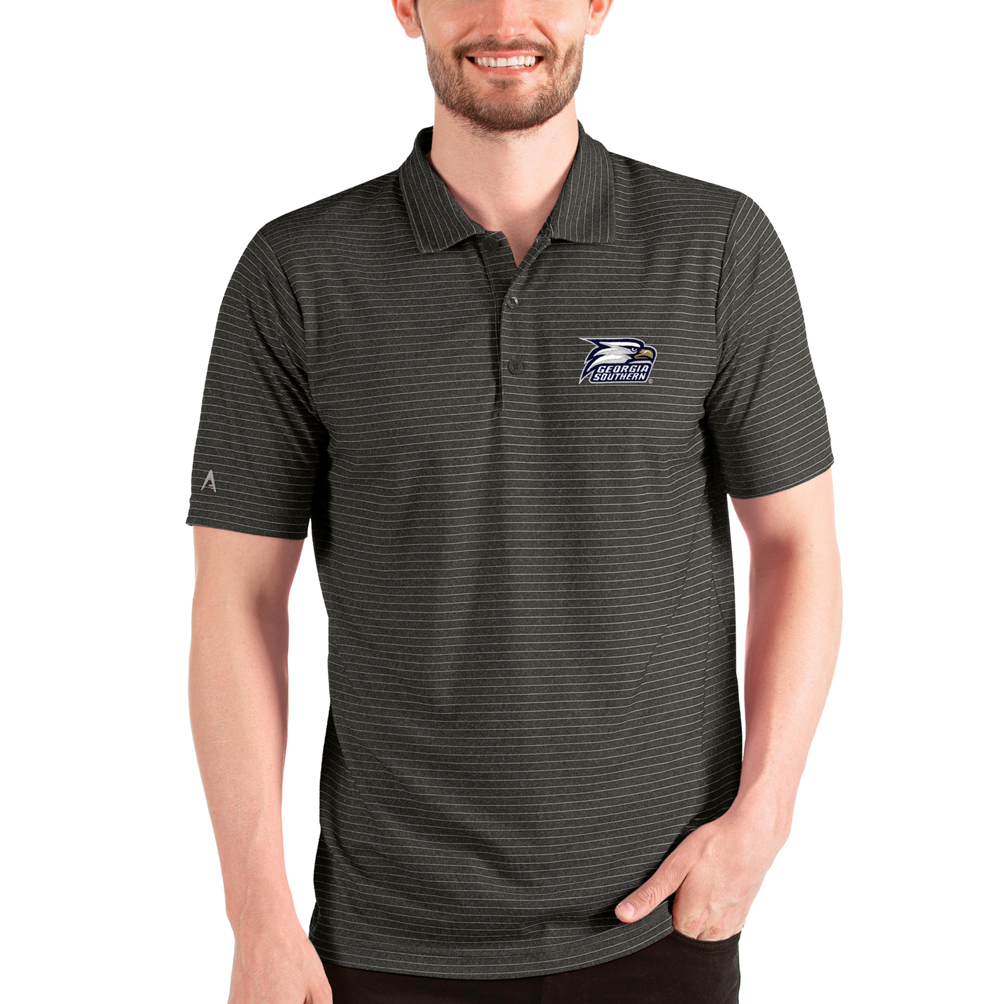 Men's Antigua Heathered Black/Silver Georgia Southern Eagles Esteem Polo