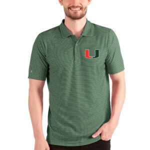 Men's Antigua Forest Green/White Miami Hurricanes Esteem Polo