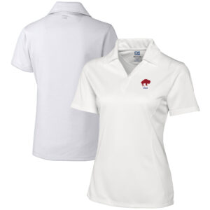Women's Cutter & Buck White Buffalo Bills Throwback Logo Genre DryTec Textured Polo