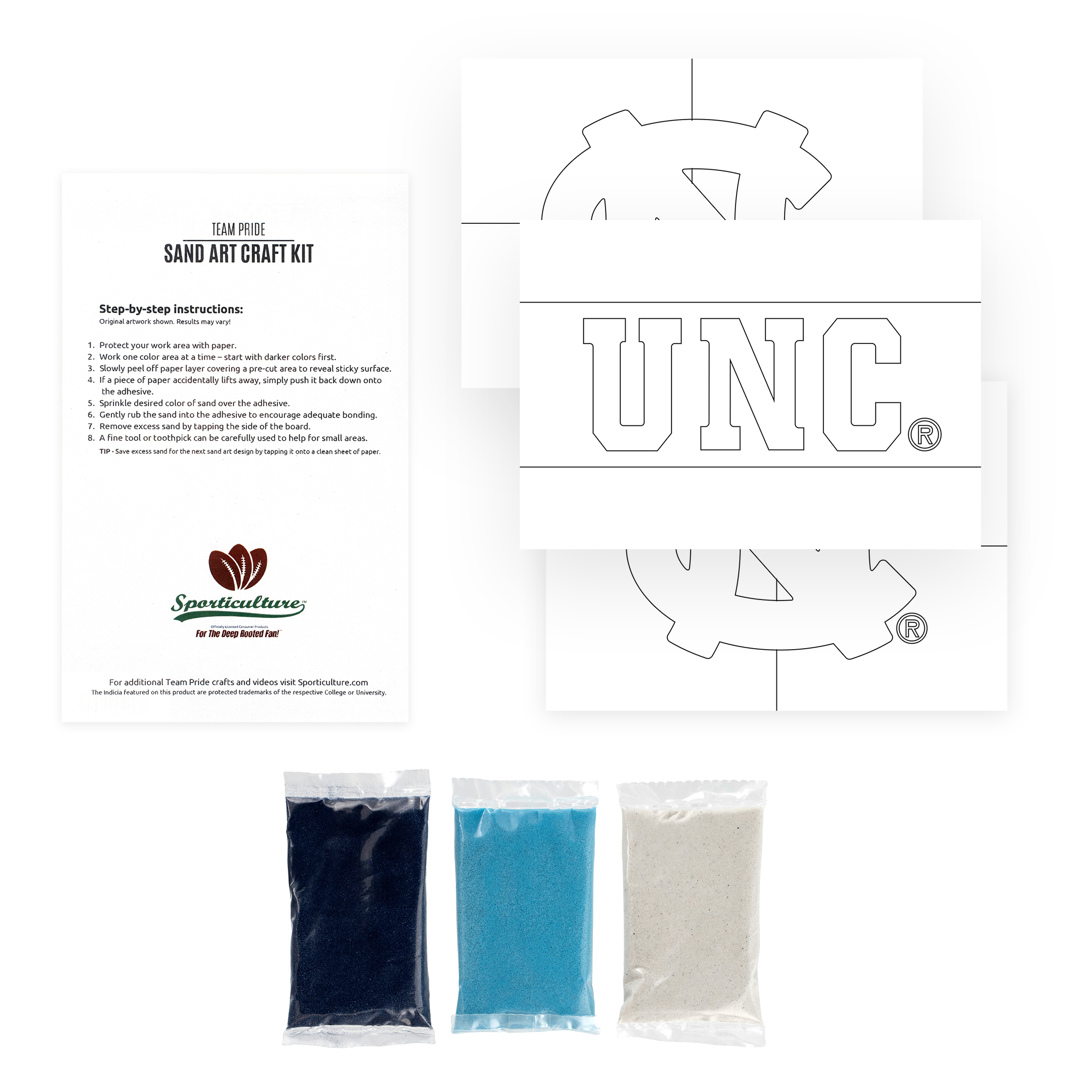 North Carolina Tar Heels Team Pride Sand Art Craft Kit - Image 10