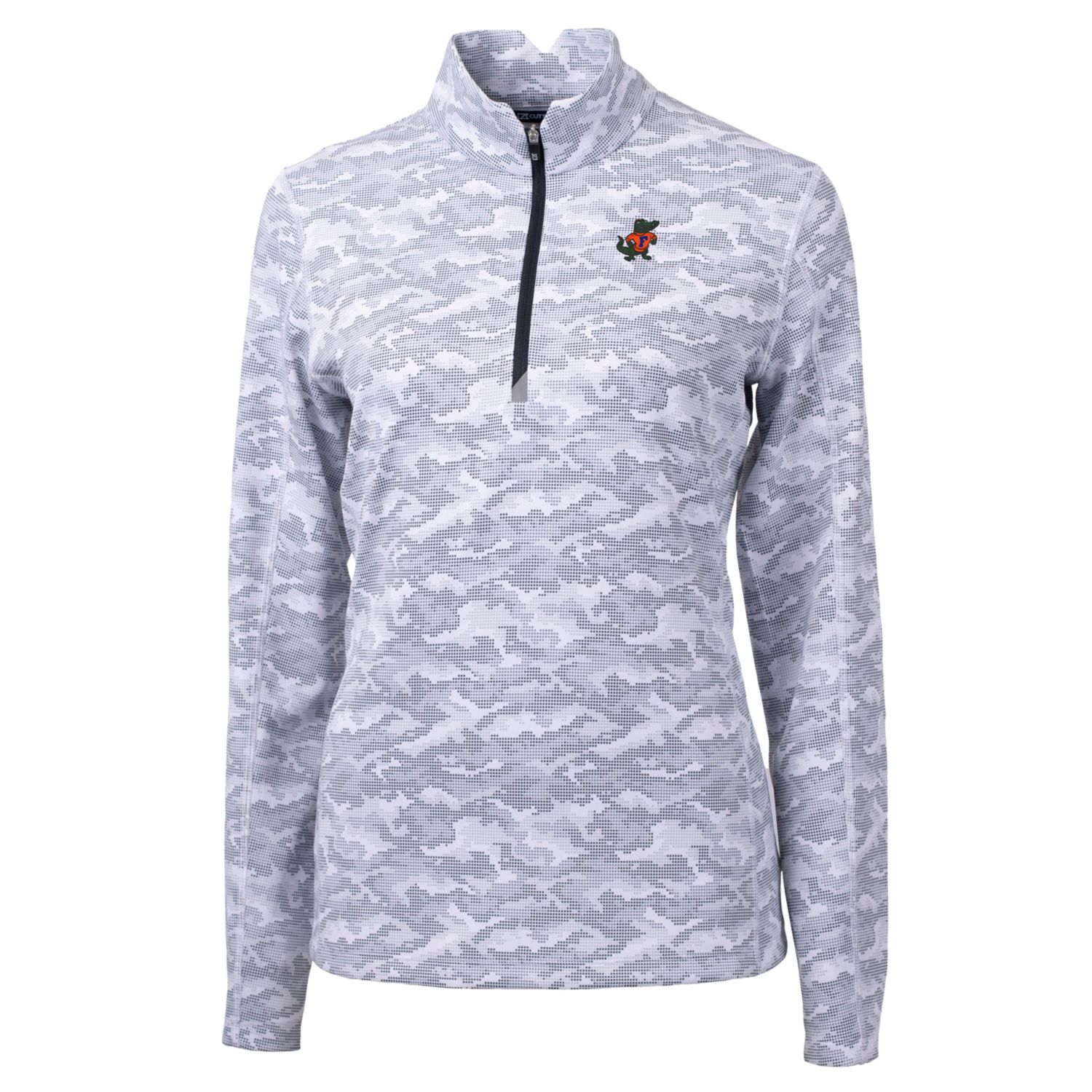 Women's Cutter & Buck Charcoal Florida Gators Traverse Camo Print Stretch Quarter-Zip Pullover Top - Image 3