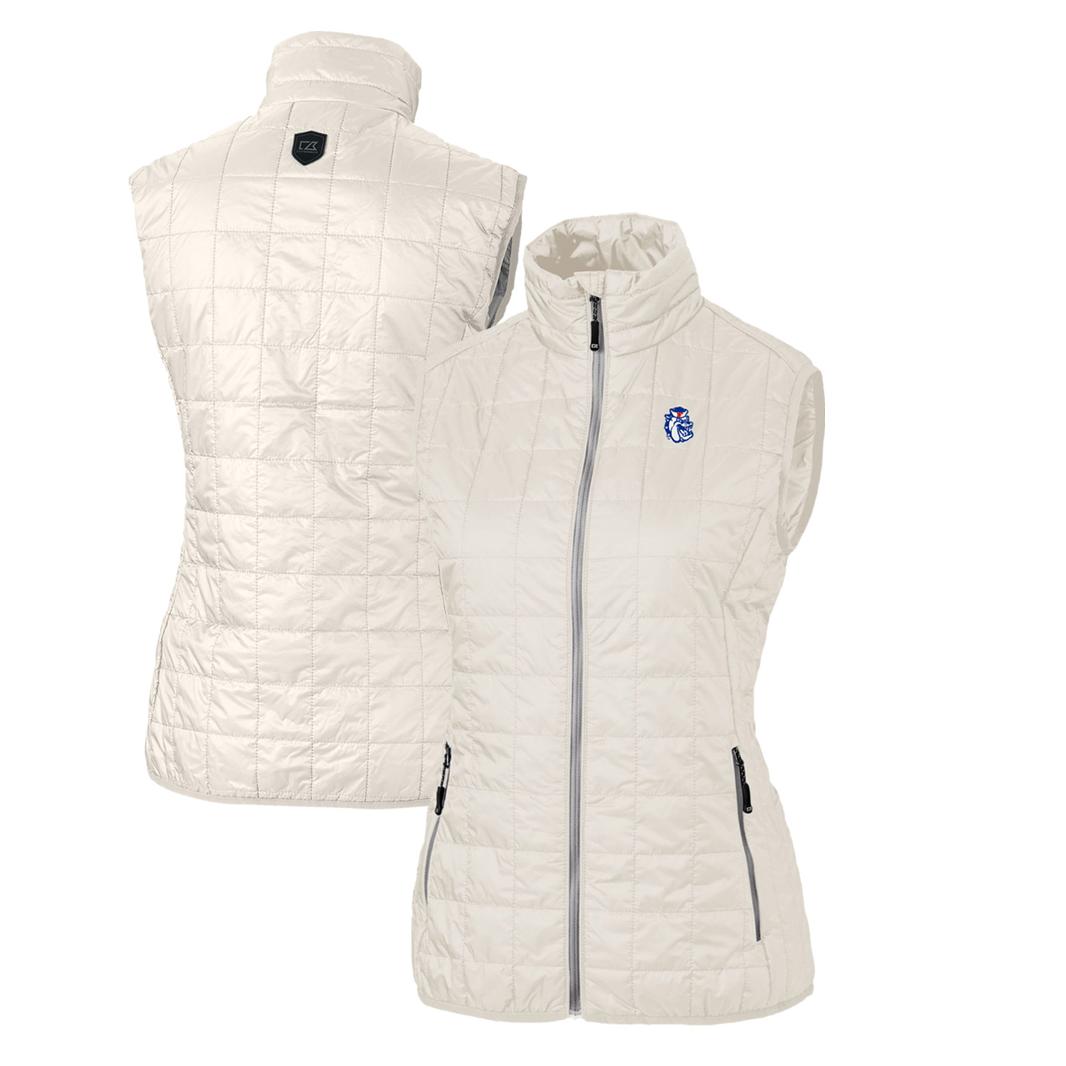Women's Cutter & Buck Cream Fresno State Bulldogs Vault Rainier PrimaLoft Eco Full-Zip Puffer Vest