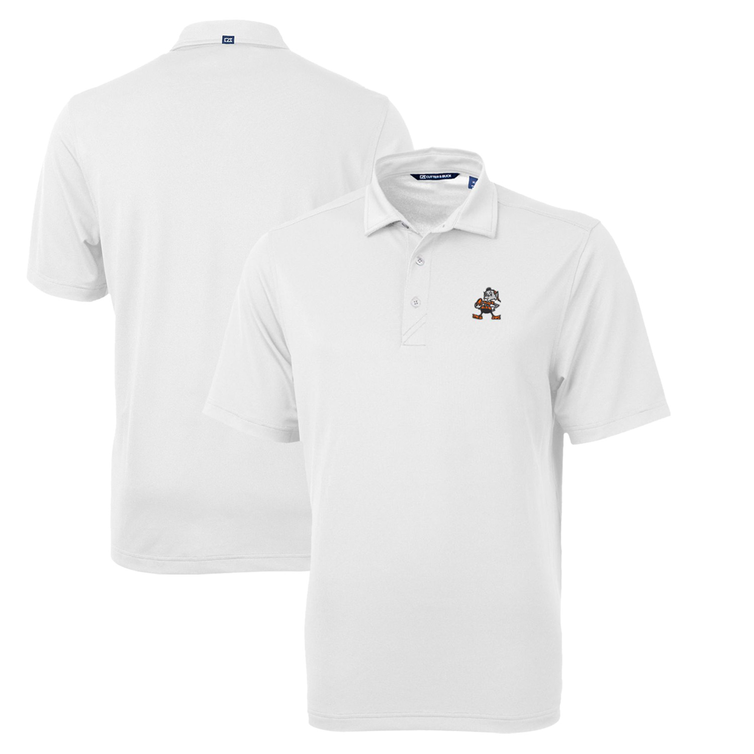 Men's Cutter & Buck White Cleveland Browns Throwback Logo Virtue Eco Pique Recycled Polo - Image 2