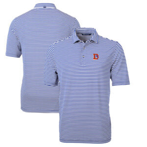 Men's Cutter & Buck Royal Denver Broncos Throwback Logo Virtue Eco Pique Stripe Recycled Polo