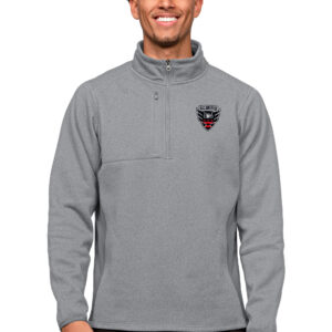 Men's Antigua Gray D.C. United Primary Team Logo Course Quarter-Zip Pullover Top