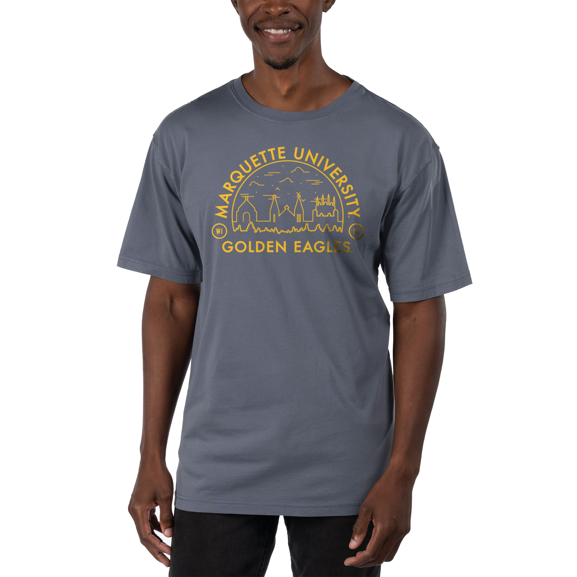 Men's Uscape Apparel Blue Marquette Golden Eagles Garment Dyed T-Shirt