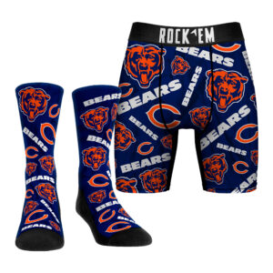 Men's Rock Em Socks Chicago Bears All-Over Logo Underwear and Crew Socks Combo Pack