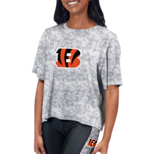 Women's Certo Gray Cincinnati Bengals Cropped Turnout T-Shirt