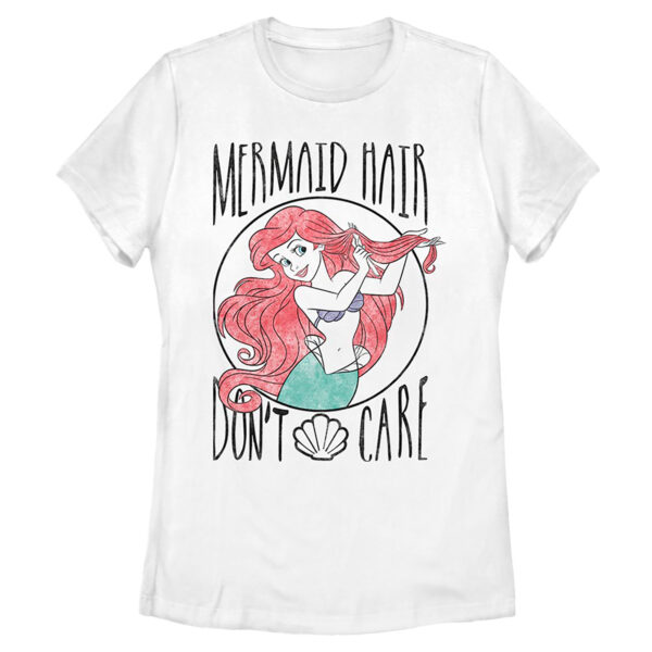 Women's White The Little Mermaid Mermaid Hair Don't Care T-Shirt