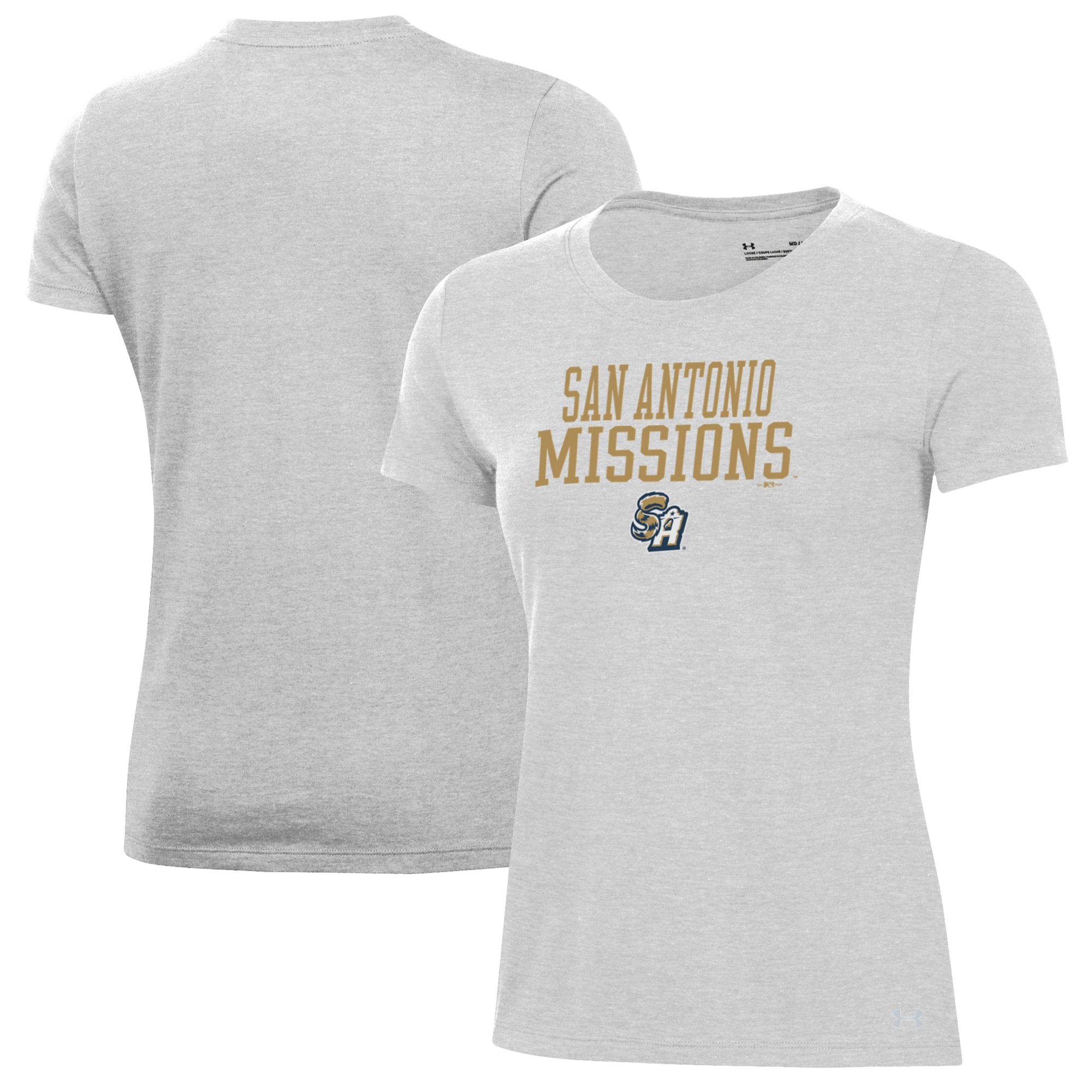 Women's Under Armour Gray San Antonio Missions Performance T-Shirt - Image 2