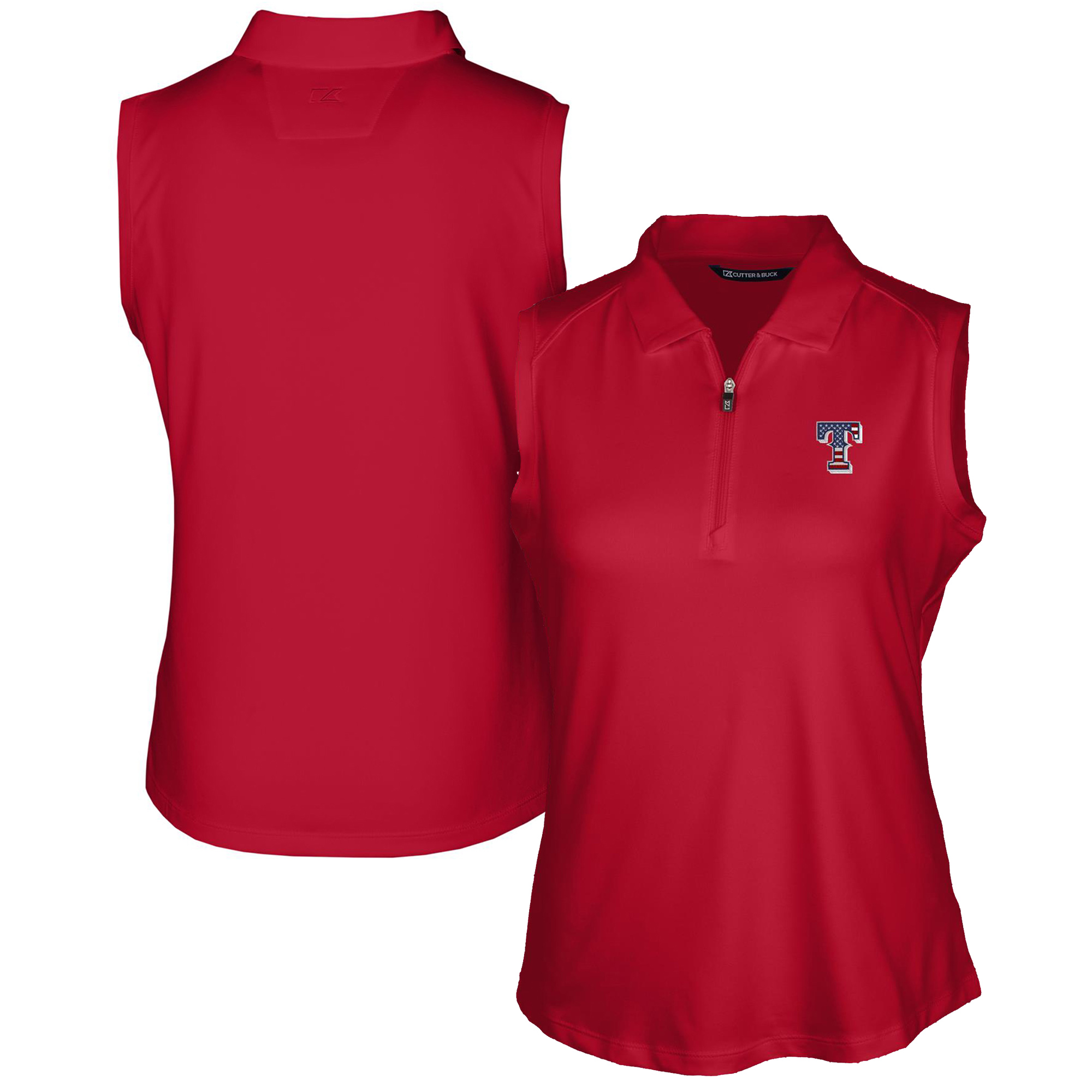 Women's Cutter & Buck Cardinal Texas Rangers Americana Logo DryTec Forge Stretch Sleeveless Polo