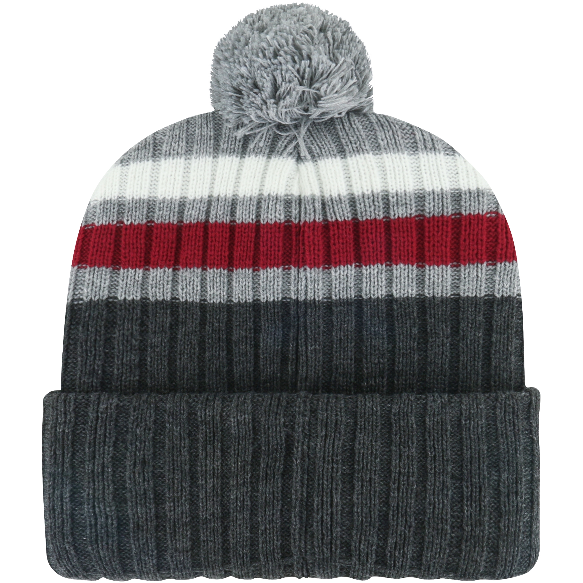 Men's '47 Charcoal Indiana Hoosiers Stack Striped Cuffed Knit Hat with Pom - Image 3