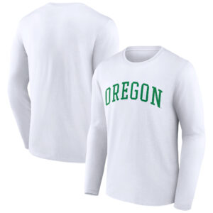 Men's White Oregon Ducks Basic Arch Long Sleeve T-Shirt