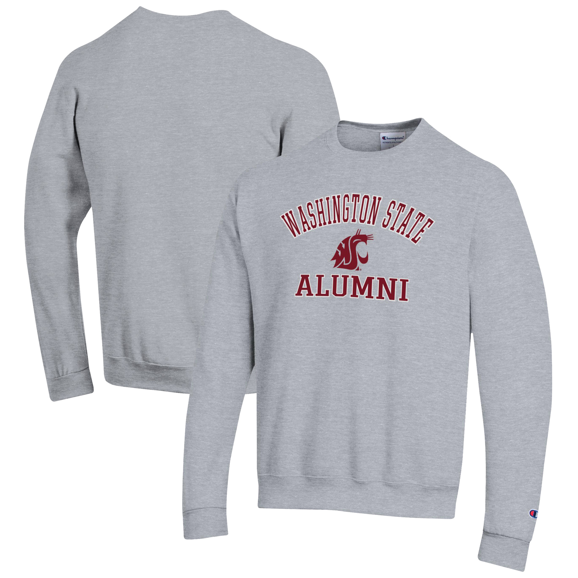 Men's Champion Gray Washington State Cougars Alumni Logo Arch Pullover Sweatshirt
