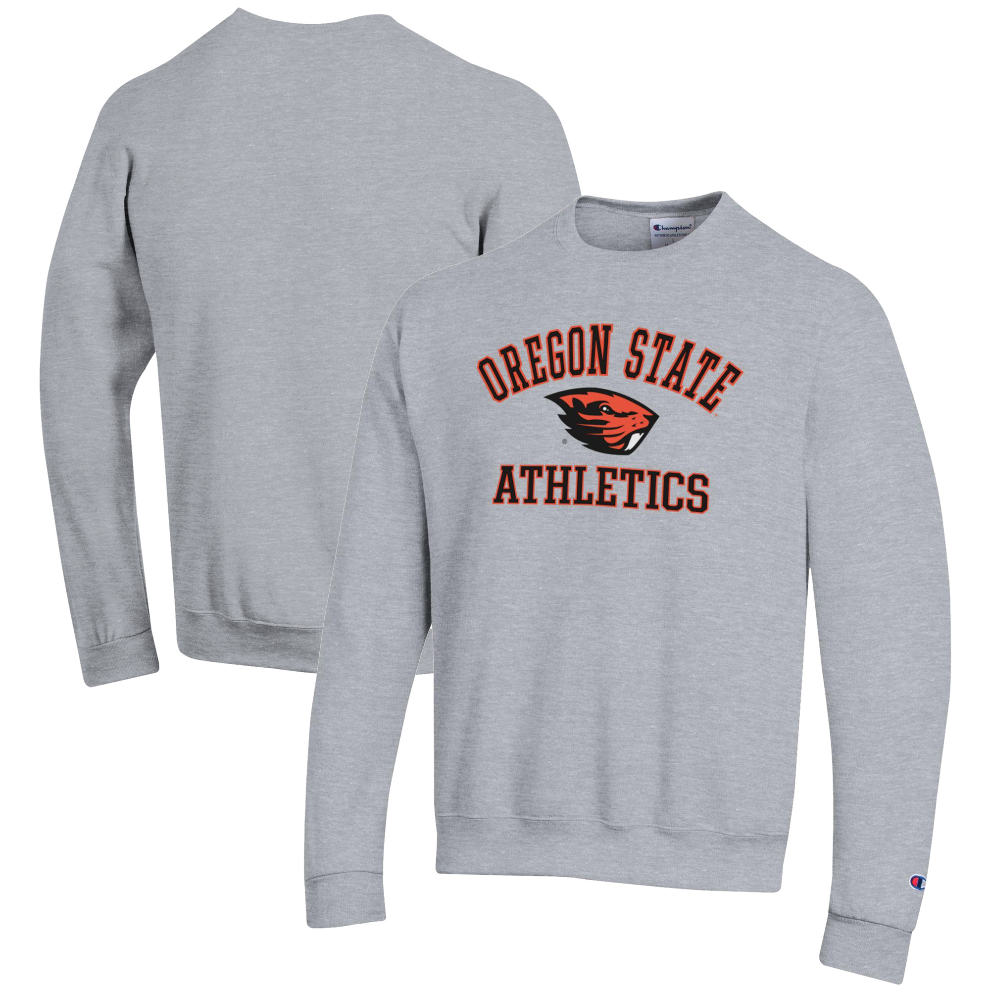 Men's Champion Gray Oregon State Beavers Athletics Logo Pullover Sweatshirt