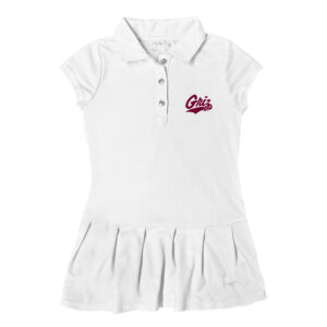 Girls Toddler Garb  White Montana Grizzlies Caroline Cap Sleeve Polo Dress