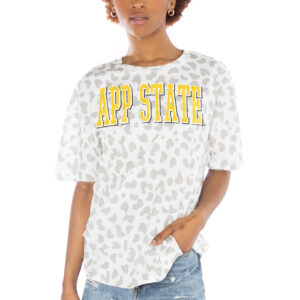 Women's Gameday Couture White Appalachian State Mountaineers Bonus Points Subtle Leopard Print Tri-Blend T-Shirt