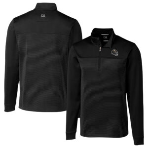 Men's Cutter & Buck  Black Baltimore Ravens Traverse Stripe Stretch Quarter-Zip Pullover Top