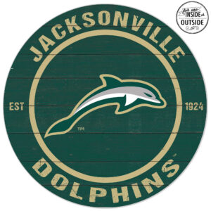 JU Dolphins 20'' x 20'' Indoor/Outdoor Weathered Circle Sign