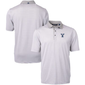 Men's Cutter & Buck  Gray/White Yale Bulldogs Big & Tall Virtue Eco Pique Micro Stripe Recycled Polo