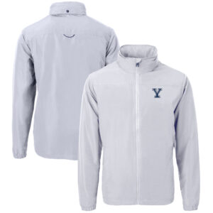 Men's Cutter & Buck  Gray Yale Bulldogs Big & Tall Charter Eco Knit Recycled Full-Zip Jacket