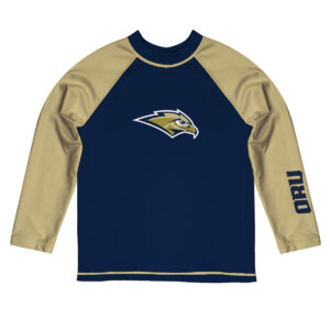 Youth Vive La Fete  Navy/Gold Oral Roberts Golden Eagles Solid Contrast Contrast Rash Guard
