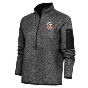 Women's Antigua  Heather Black Bowie Baysox Fortune Half-Zip Pullover Jacket
