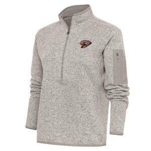 Women's Antigua  Oatmeal Fresno Grizzlies Fortune Half-Zip Pullover Jacket