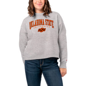 Women's League Collegiate Wear  Ash Oklahoma State Cowboys 1636 Boxy Pullover Sweatshirt