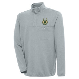 Men's Antigua  Gray Milwaukee Bucks Steamer Quarter-Snap Pullover Top