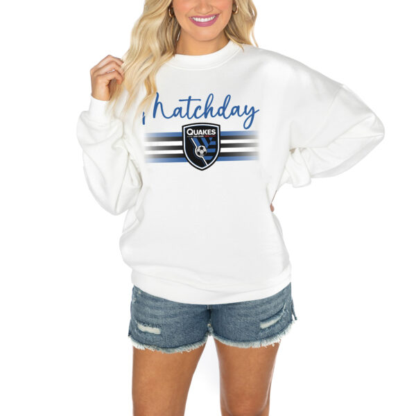 Women's Gameday Couture  White San Jose Earthquakes Matchday Crewneck Drop Shoulder Sweatshirt