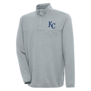 Men's Antigua  Gray Kansas City Royals Steamer Quarter-Snap Pullover Jacket