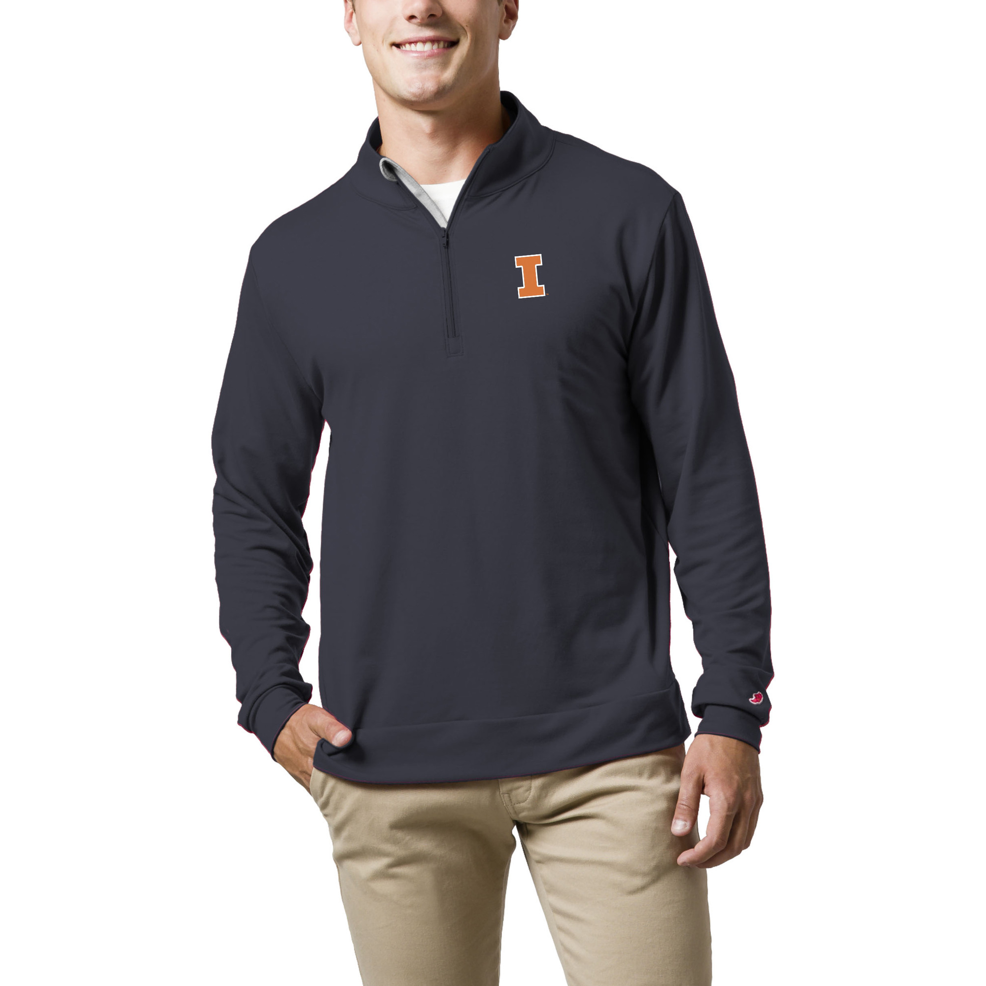 Men's League Collegiate Wear Navy Illinois Fighting Illini All Day Quarter-Zip Pullover Top