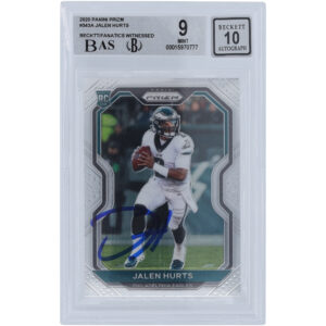 Jalen Hurts Philadelphia Eagles Autographed 2020 Panini Prizm #343 Beckett Fanatics Witnessed Authenticated 9/10 Rookie Card - 9,8.5,9,9.5 Subgrades
