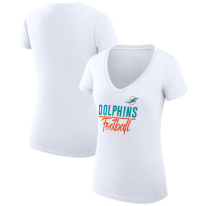 Women's G-III 4Her by Carl Banks  White Miami Dolphins V-Neck Fitted T-Shirt