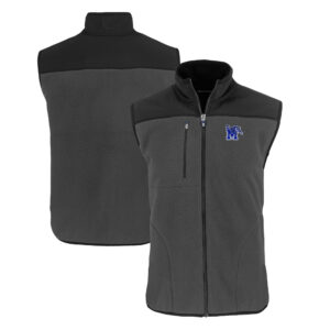 Men's Cutter & Buck  Gray Memphis Tigers Cascade Eco Sherpa Fleece Full-Zip Vest