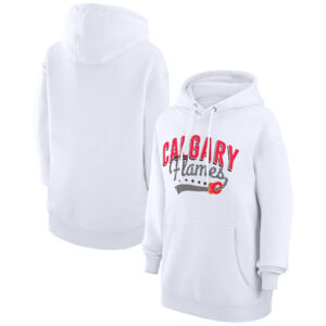 Women's G-III 4Her by Carl Banks  White Calgary Flames Filigree Logo Pullover Hoodie