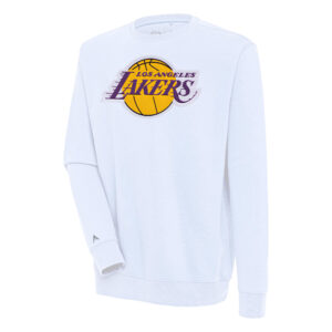 Men's Antigua  White Los Angeles Lakers Victory Pullover Sweatshirt