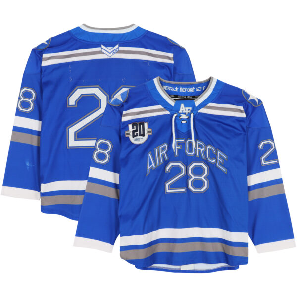Air Force Falcons Team-Issued #28 Blue Jersey with 20th Anniversary Patch from the Hockey Program