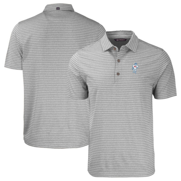 Men's Cutter & Buck  Heather Gray Houston Oilers Throwback Forge Eco Heather Stripe Stretch Recycled Polo